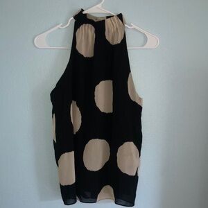 Polka Dot Sleeveless Women's Top - Black and Cream